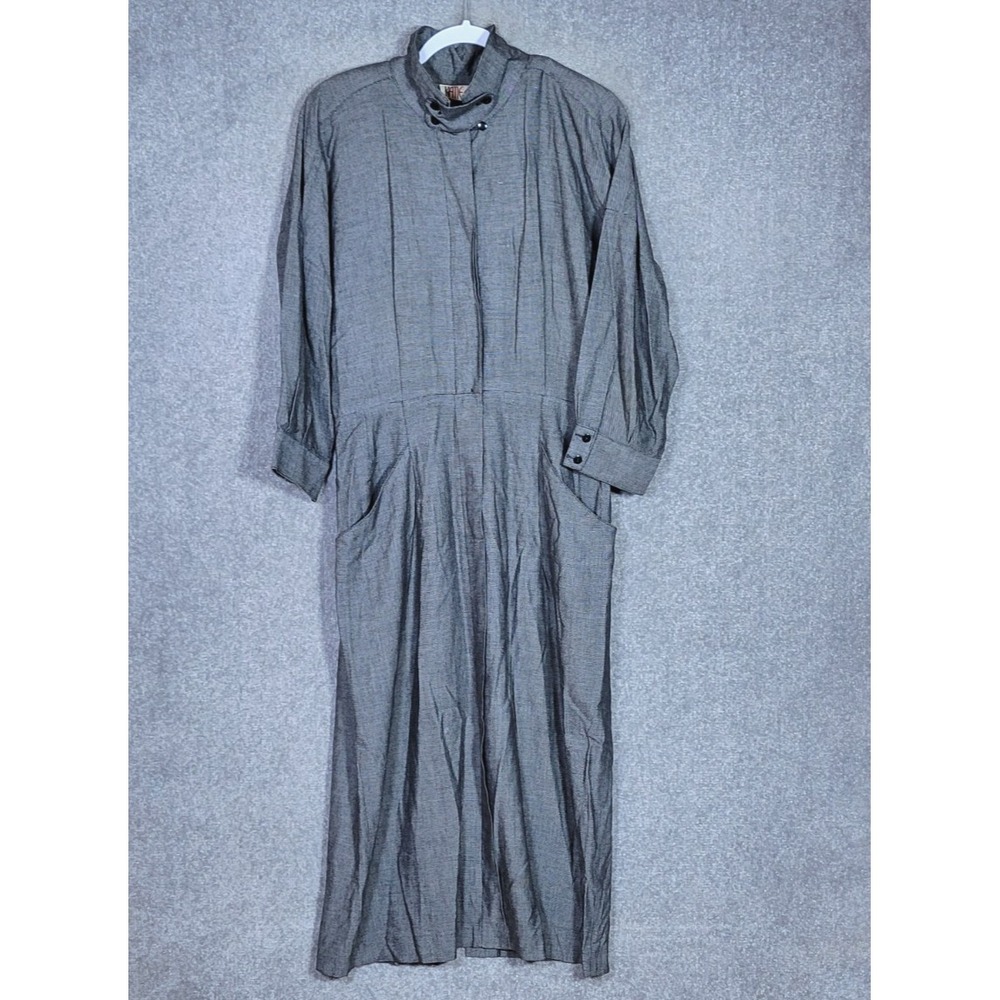 Vintage Katie Maxi Dress Womens Juniors Size‎ 11/12 Black White Rayon Pockets